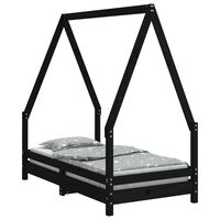 vidaXL Kids Bed Frame Black 70x140 cm Solid Wood Pine