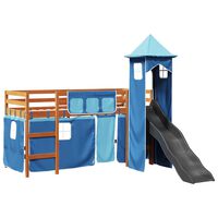 vidaXL Kids' Loft Bed with Tower Blue 80x200 cm Solid Wood Pine