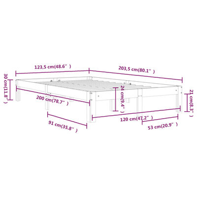 vidaXL Bed Frame without Mattress Solid Wood Pine 120x200 cm