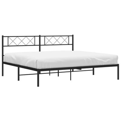 vidaXL Metal Bed Frame without Mattress with Headboard Black 193x203 cm