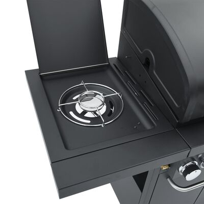 vidaXL Gas BBQ Grill with 4 Burners Black Powder-coated Steel