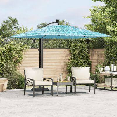 vidaXL Garden Parasol with Steel Pole Blue 246x246x230 cm