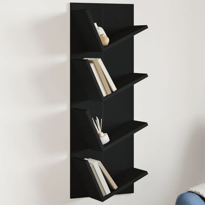 vidaXL Wall Bookshelf 4-Tier Black 33x16x90 cm