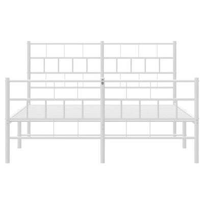 vidaXL Metal Bed Frame without Mattress with Footboard White 150x200 cm King Size