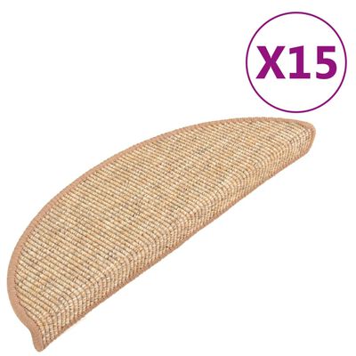 vidaXL Stair Mats Self-adhesive 15 pcs 56x17x3 cm Light Brown