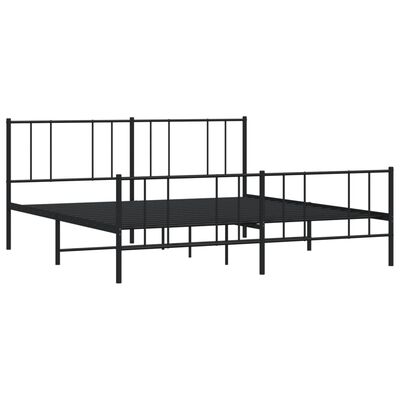 vidaXL Metal Bed Frame without Mattress with Footboard Black 200x200 cm