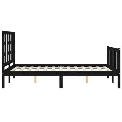 vidaXL Bed Frame without Mattress Black Small Double Solid Wood Pine