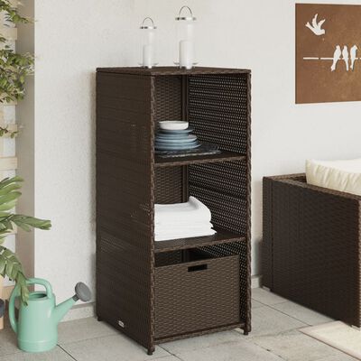 vidaXL Garden Storage Cabinet Brown 50x55x115 cm Poly Rattan