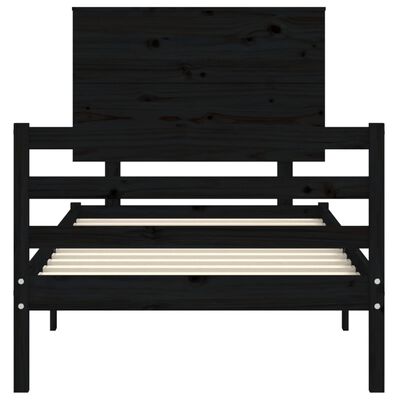 vidaXL Bed Frame without Mattress Black 90x200 cm Solid Wood