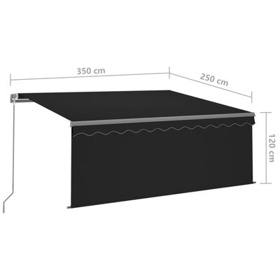 vidaXL Manual Retractable Awning with Blind 3.5x2.5m Anthracite