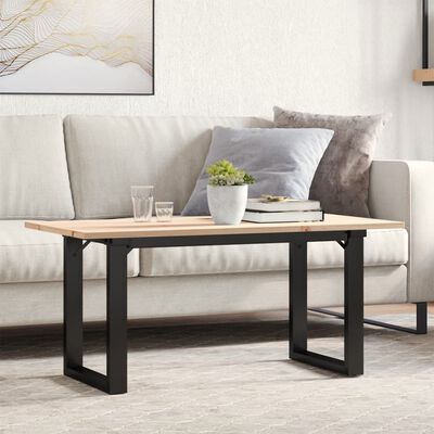 vidaXL Coffee Table O-Frame 90x40x45 cm Solid Wood Pine and Cast Iron