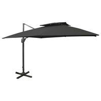 vidaXL Cantilever Garden Parasol with Double Top 300x300 cm Black