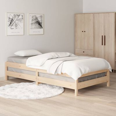 vidaXL Stack Bed without Mattress 75x190 cm Small Single Solid Wood Pine