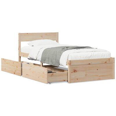 vidaXL Bed Frame without Mattress 75x190 cm Small Single Solid Wood Pine