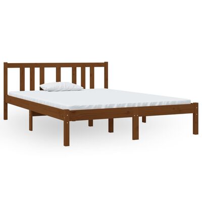 vidaXL Bed Frame without Mattress Honey Brown Solid Wood 135x190 cm Double