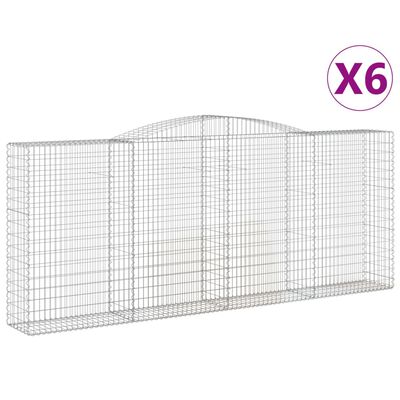 vidaXL Arched Gabion Baskets 6 pcs 400x50x160/180 cm Galvanised Iron