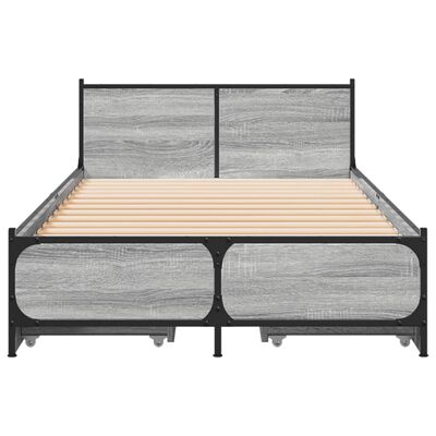 vidaXL Bed Frame with Drawers without Mattress Grey Sonoma 90x200 cm