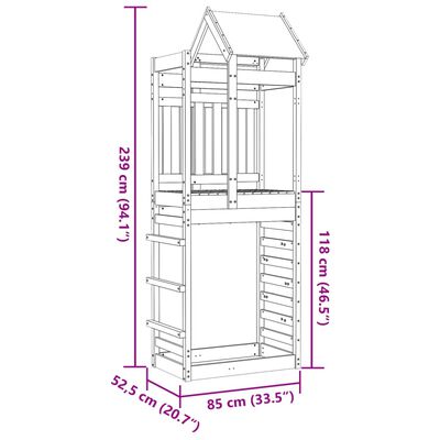 vidaXL Play Tower with Rockwall 85x52.5x239 cm Solid Wood Pine