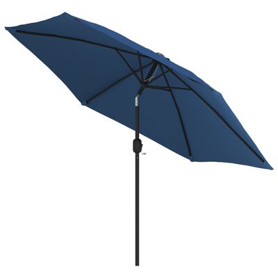 vidaXL Garden Parasol with LED Lights and Steel Pole 300 cm Azure