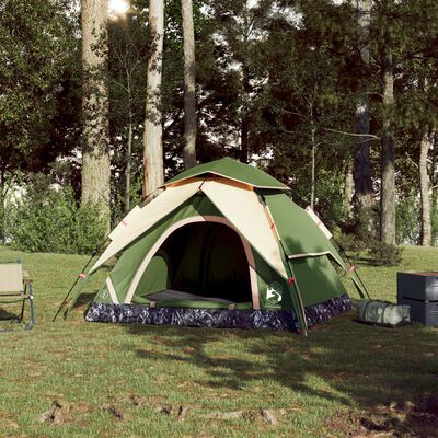 vidaXL Camping Tent Dome 3-Person Green Quick Release