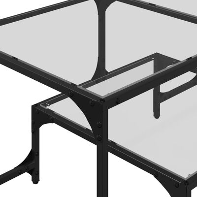 vidaXL Coffee Table with Transparent Glass Top 98.5x50x45 cm Steel