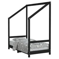 vidaXL Kids Bed Frame Black 70x140 cm Solid Wood Pine