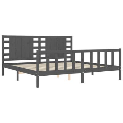 vidaXL Bed Frame without Mattress Grey 200x200 cm Solid Wood Pine