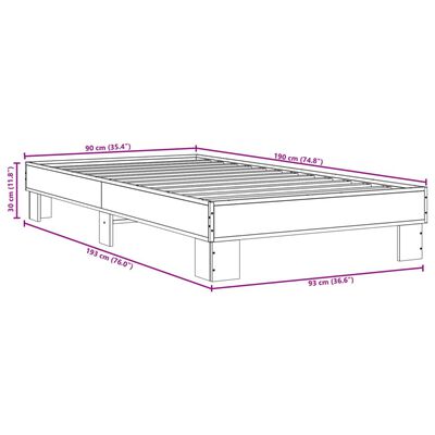 vidaXL Bed Frame without Mattress Smoked Oak 90x190 cm Single