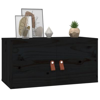 vidaXL Wall Cabinet Black 60x30x30 cm Solid Wood Pine