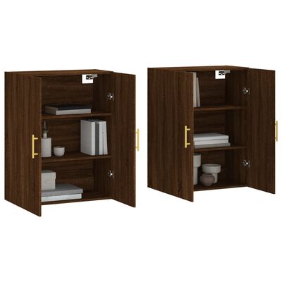 vidaXL Wall Mounted Cabinets 2 pcs Brown Oak 69.5x34x90 cm