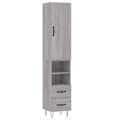 vidaXL Highboard Grey Sonoma 34.5x34x180 cm Engineered Wood