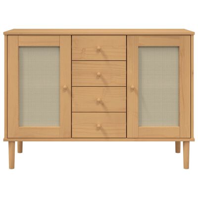 vidaXL Sideboard SENJA Rattan Look Brown 112x40x80 cm Solid Wood Pine