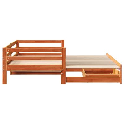 vidaXL Daybed with Trundle&Drawers without Mattress Wax Brown 90x190 cm Single