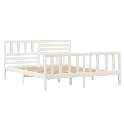 vidaXL Bed Frame without Mattress White Solid Wood 140x190 cm (810063+814145)