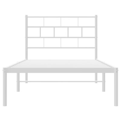 vidaXL Metal Bed Frame without Mattress with Headboard White 107x203 cm