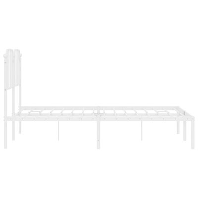 vidaXL Metal Bed Frame without Mattress with Headboard White 140x200 cm