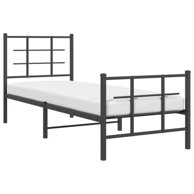 vidaXL Metal Bed Frame without Mattress with Footboard Black 75x190 cm Small Single