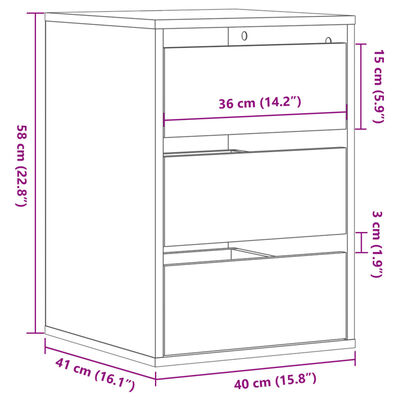 vidaXL Corner Chest of Drawers Black 40x41x58 cm Engineered Wood