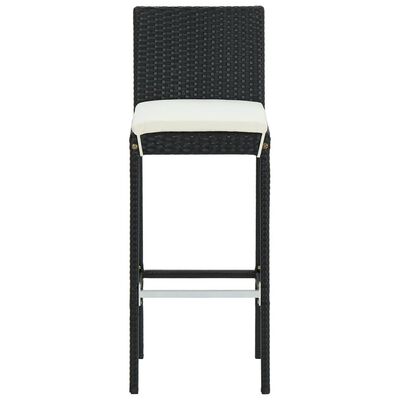 vidaXL Garden Bar Stools with Cushions 2 pcs Black Poly Rattan