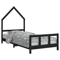 vidaXL Kids Bed Frame Black 90x200 cm Solid Wood Pine