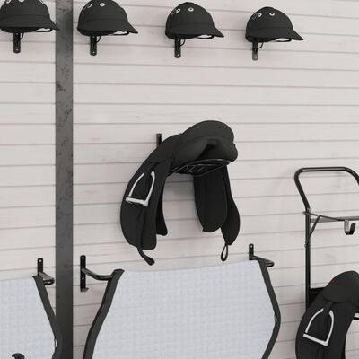 vidaXL Foldable Saddle Rack Wall Mounted Black Iron