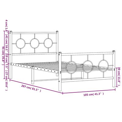 vidaXL Metal Bed Frame without Mattress with Footboard White 100x200 cm