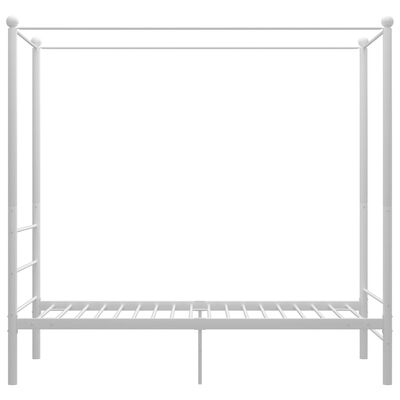 vidaXL Canopy Bed Frame without Mattress White Metal 90x200 cm