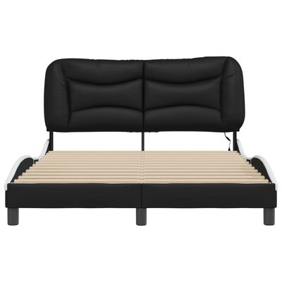 vidaXL Bed Frame with LED without Mattress Black and White 140x200 cm