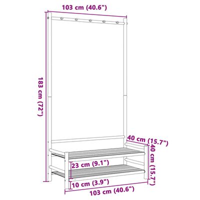 vidaXL Clothes Rack with Shelves 103x40x183 cm Bamboo