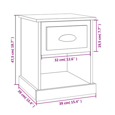 vidaXL Bedside Cabinets 2 pcs Concrete Grey 39x39x47.5 cm Engineered Wood