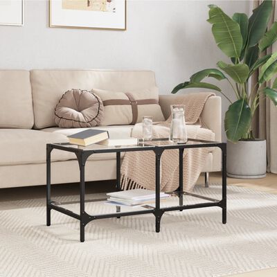 vidaXL Coffee Table with Transparent Glass Top 78.5x40x40 cm Steel