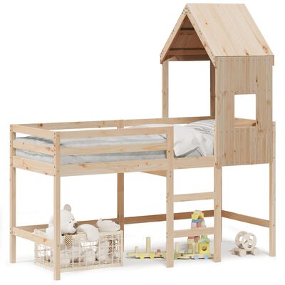 vidaXL Loft Bed with Ladder and Roof without Mattress 80x200 cm