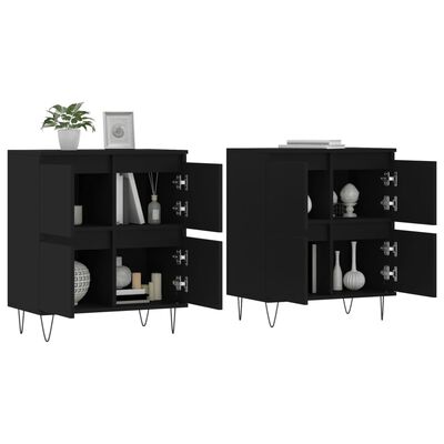 vidaXL Sideboards 2 pcs Black Engineered Wood