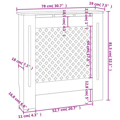 vidaXL MDF Radiator Cover Grey 78 cm